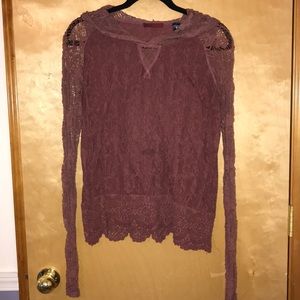 Dark purple lace hooded long sleeve